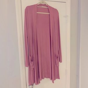 Active USA Pink Duster Valentines Day Cardigan with Pockets